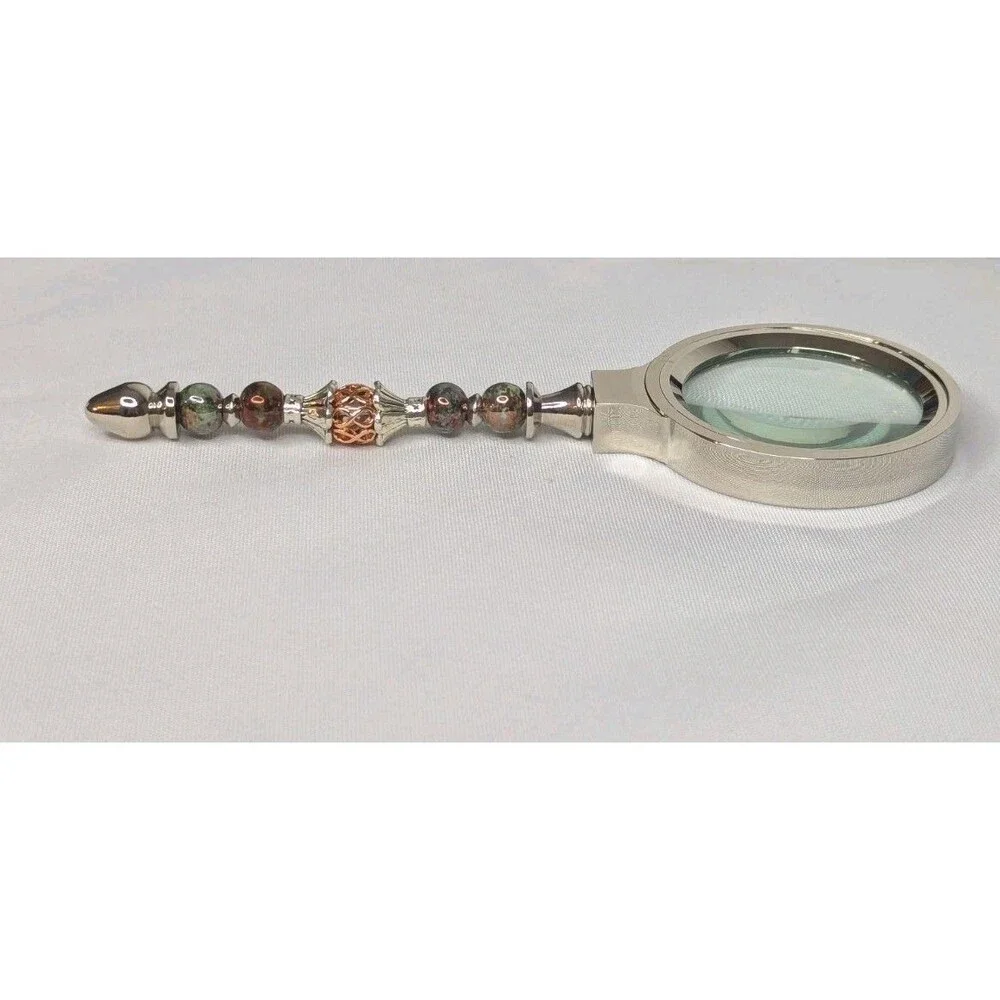 Magnifying Glass with Neutral Gemstone Beads - 6 inches, NEW